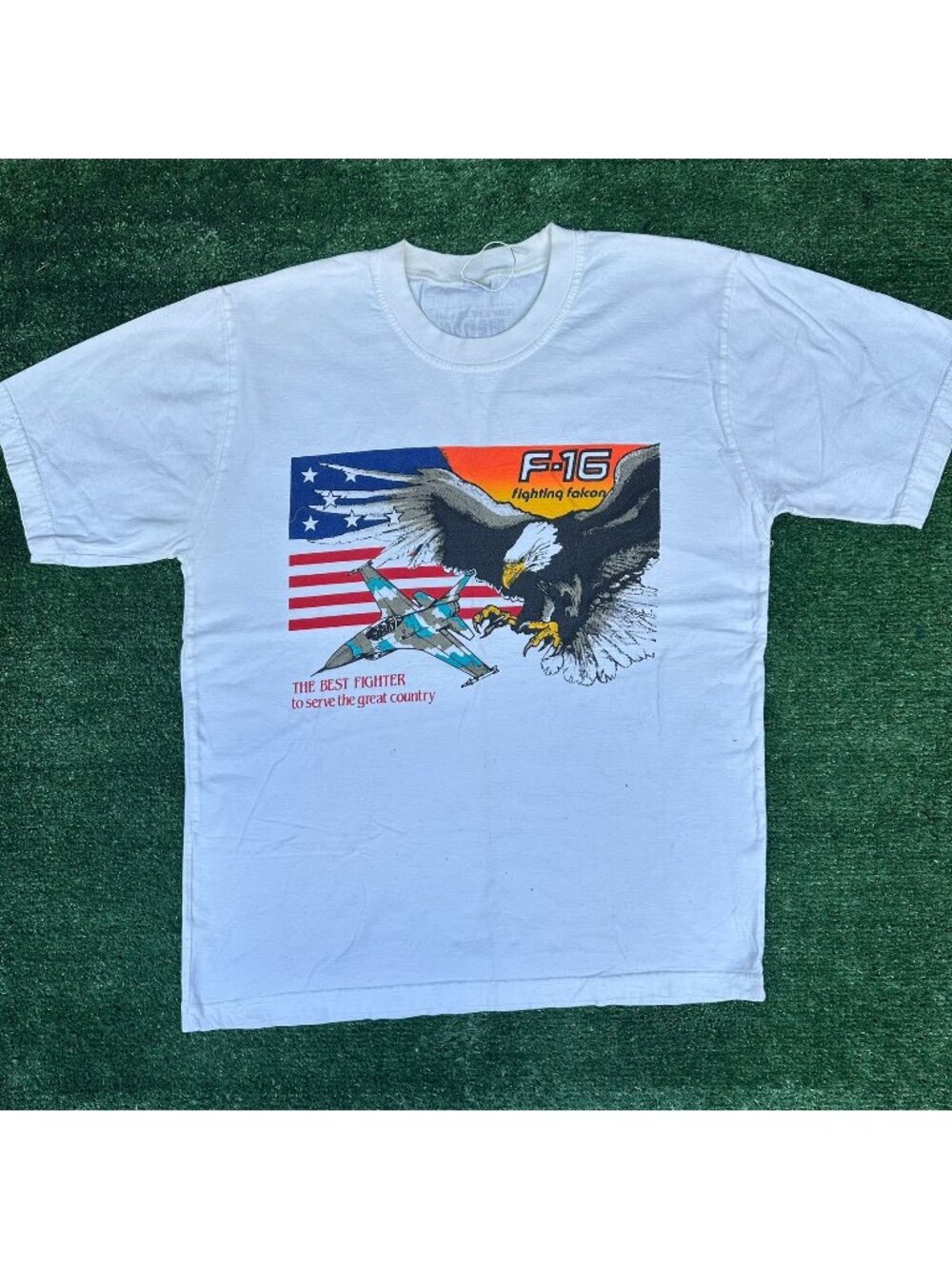 Vintage 90s Indonesia Air Force F-16 Fighting Falcon T-Shirt White Military